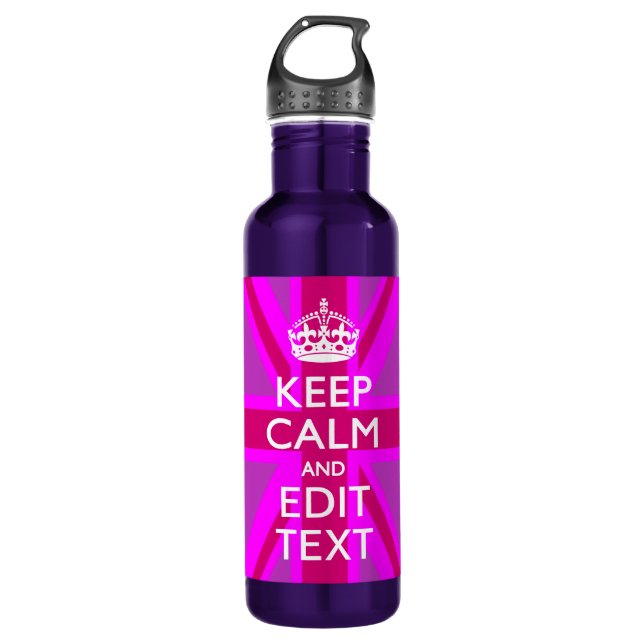 Customize Your Keep Calm Edit Text on Pink Union J 710 Ml Water Bottle (Front)