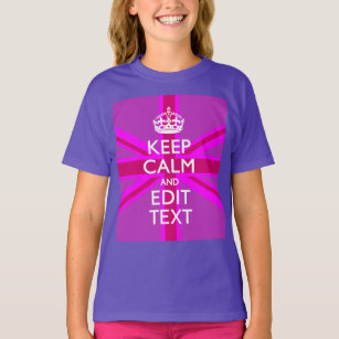 Customize Your Keep Calm Edit Text on Pink Union J T-Shirt