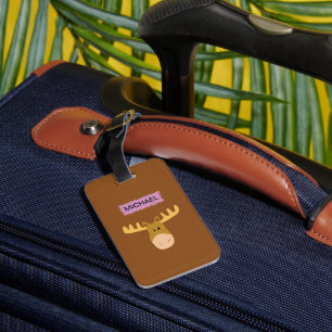 Customize your moose luggage tag. Type your name. Tag