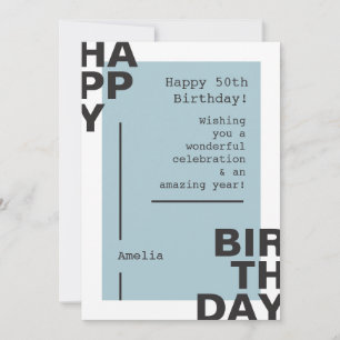 Customize Your Name & 50th Birthday Greeting Retro