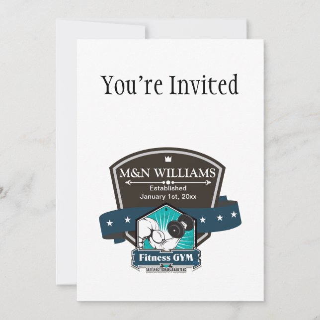 Customize Your Name Fitness Gym Logo Invitation (Front)