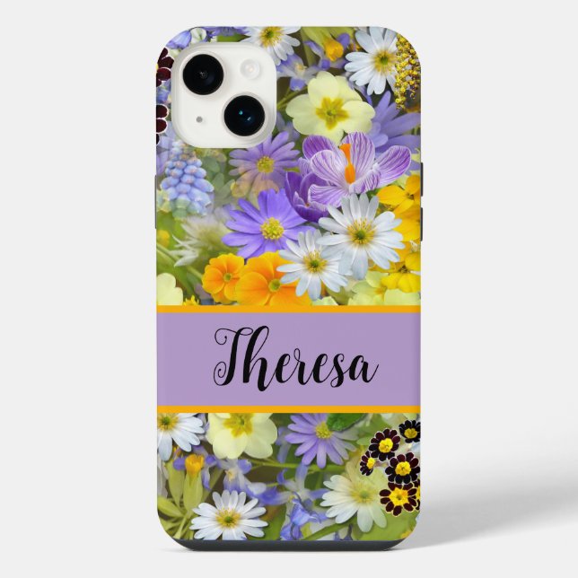 Customize your name Girly Bright Flowered  iPhone Case (Back)