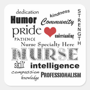 Customize Your Nurse Type-Attributes+Heart Square Sticker