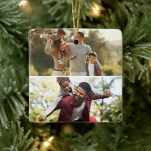 Customize Your Own 2 Photo Collage Poster Ceramic Ornament