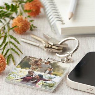 Customize Your Own 2 Photo Collage Poster Keychain