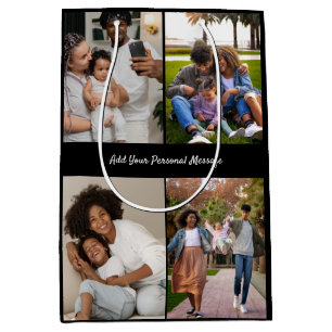 Customize Your Own 4 Photo Collage Medium Gift Bag