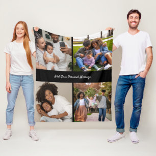 Customize Your Own 4 Photo Collage Poster Fleece Blanket