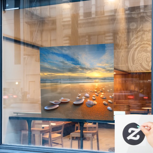 Customize Your Own Beautiful Clear Ocean Seashells Window Cling (Cafe Window)