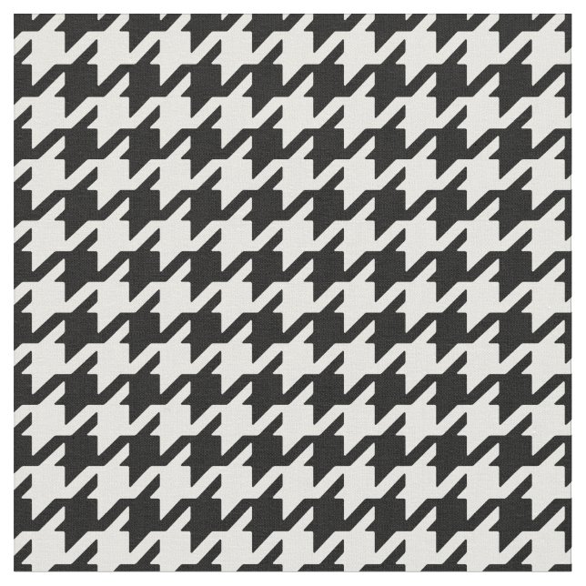 Customize your own black white houndstooth pattern fabric (Close Up)