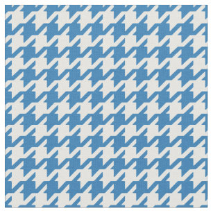 Customize your own blue white houndstooth pattern fabric