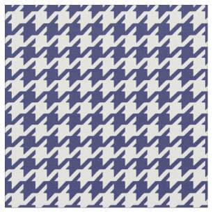 Customize your own blue white houndstooth pattern fabric