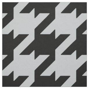 Customize your own bold black grey houndstooth fabric