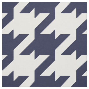Customize your own bold blue white houndstooth fabric