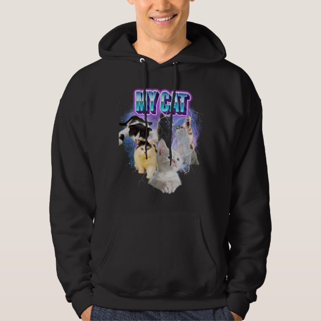 Customize Your Own Cat Bootleg 90's Style 5 Photo Hoodie (Front)
