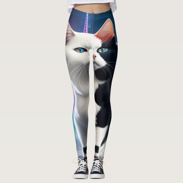 Customize Your Own Cat Riding A Unicorn Yoga Leggings (Front)