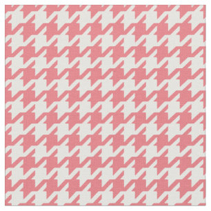 Customize your own coral houndstooth pattern fabric