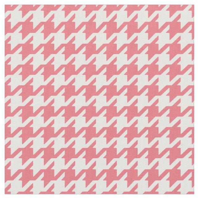 Customize your own coral houndstooth pattern fabric (Close Up)