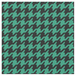 Customize your own green black houndstooth pattern fabric
