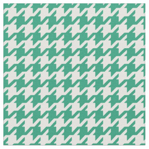 Customize your own green white houndstooth pattern fabric