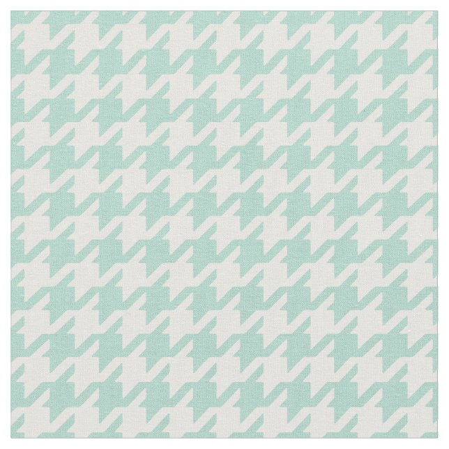 Customize your own mint white houndstooth pattern fabric (Close Up)