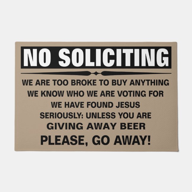 Customize Your Own No Soliciting Sign Doormat (Front)
