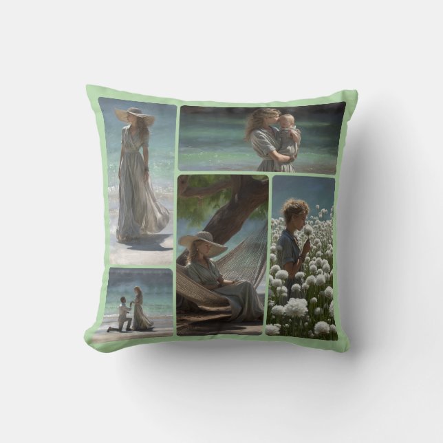 Customize Your Own Photo Collage Throw Pillow (Front)