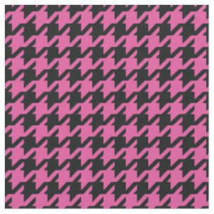 Customize your own pink black houndstooth pattern fabric