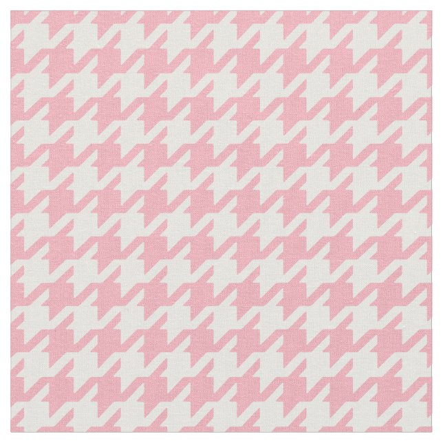 Customize your own pink houndstooth pattern fabric (Close Up)