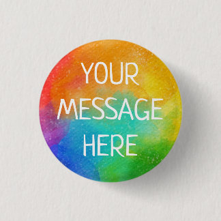 Customize your own rainbow watercolor 1 inch round button