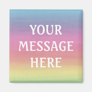 Customize your own rainbow watercolor background magnet