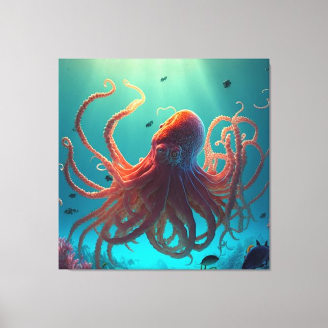 Customize Your Own Realistic Fantasy Ocean Octopus Canvas Print (Front)
