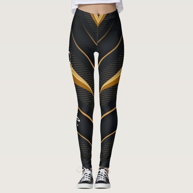 Customize Your Own Yoga Best Women and Girls Black Leggings (Front)