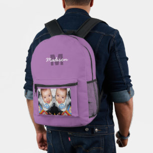 Customize Your photo custom monogram lavender Printed Backpack