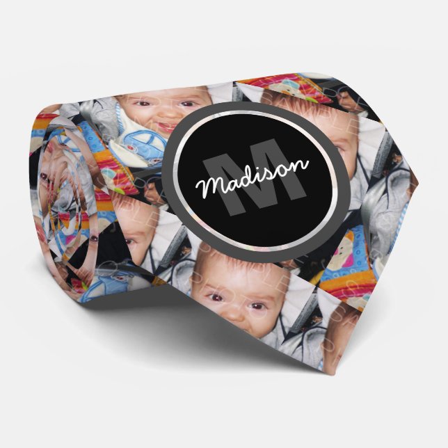 Customize Your photo pattern Custom Monogram Tie (Rolled)