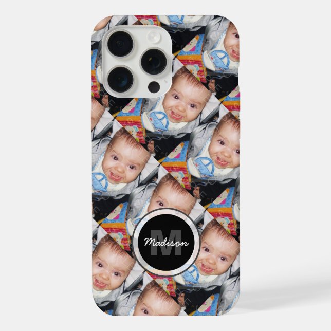 Customize Your photo pattern Monogram iPhone Case (Back)