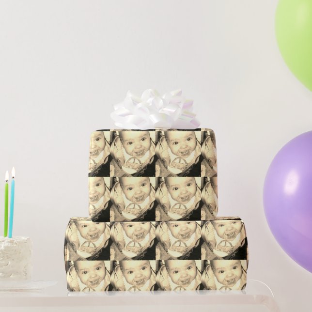 Customize Your sepia photo pattern  Wrapping Paper (Party Gifts)
