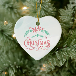 Customize Your Text Gold Christmas Married Ceramic Ornament