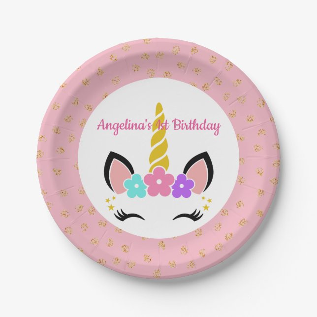Customize Your Unicorn Birthday Paper Plate (Front)