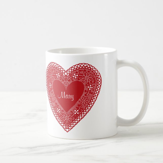 Customize Your Vintage Lace Heart Mug (Right)