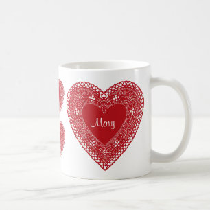 Customize Your Vintage Lace Heart Mug