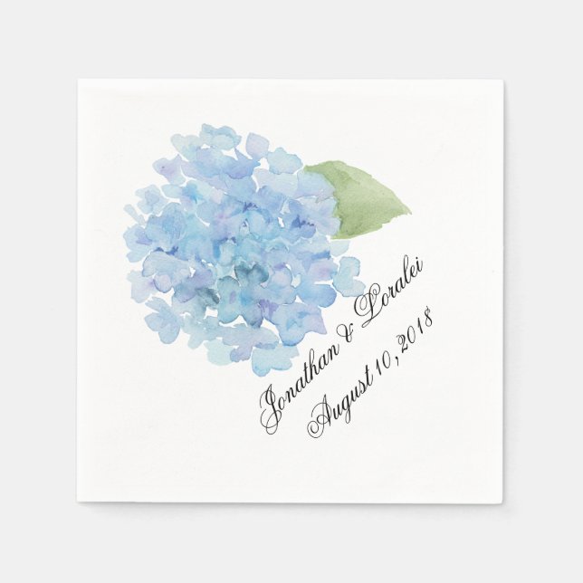 Customize your wedding napkins Blue Hydrangea (Front)
