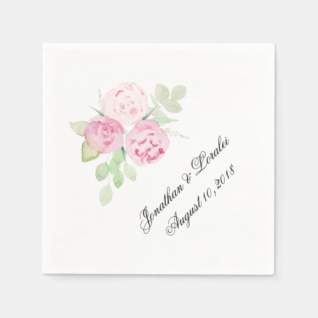 Customize your wedding napkins pink floral (Front)