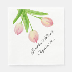 Customize your wedding napkins watercolor Tulips