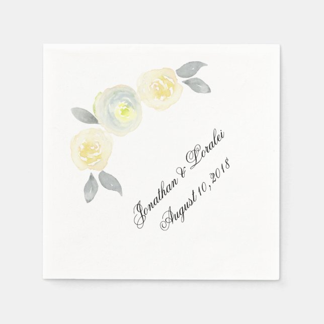Customize your wedding napkins Yellow Floral (Front)