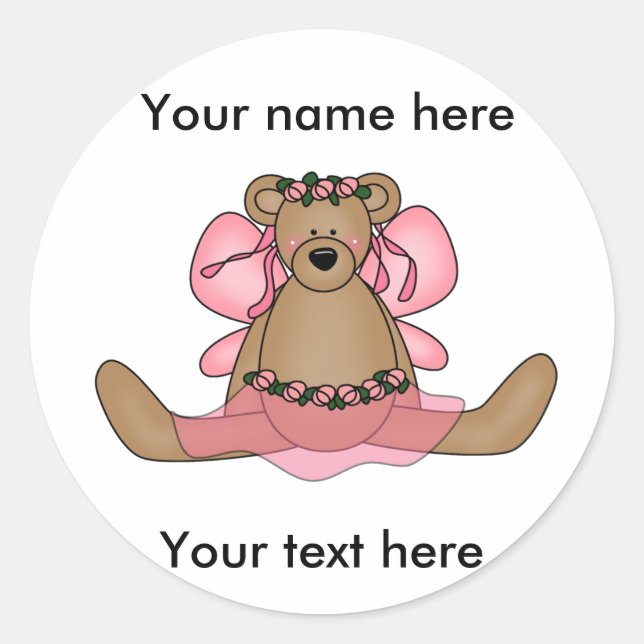 Customize Yourself Ballerina Bear Classic Round Sticker (Front)