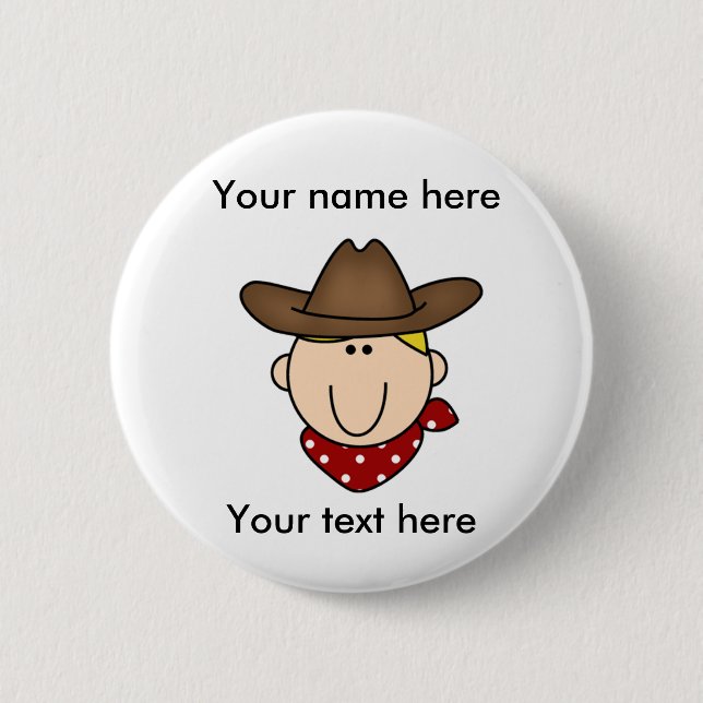 Customize Yourself Blonde Cowboy 2 Inch Round Button (Front)