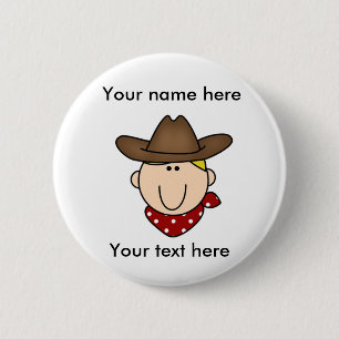 Customize Yourself Blonde Cowboy 2 Inch Round Button