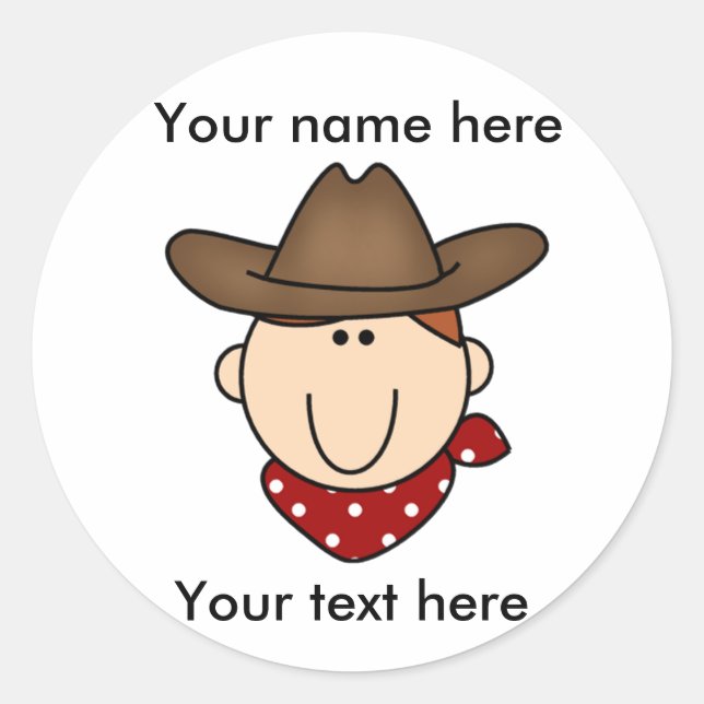 Customize Yourself Cowboy  Classic Round Sticker (Front)