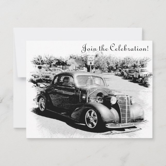 Customizeable Antique Car Retirement Party Invite (Front)