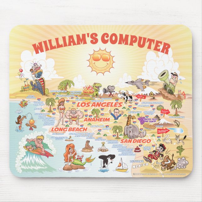 Customizeable California Cartoon Mouse Pad (Front)